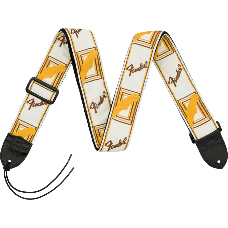 Monogrammed Strap, White/Brown/Yellow