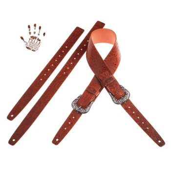 Twin Buckle TC Embossed Flores Marrone 7 cm fibbie Sun Argento