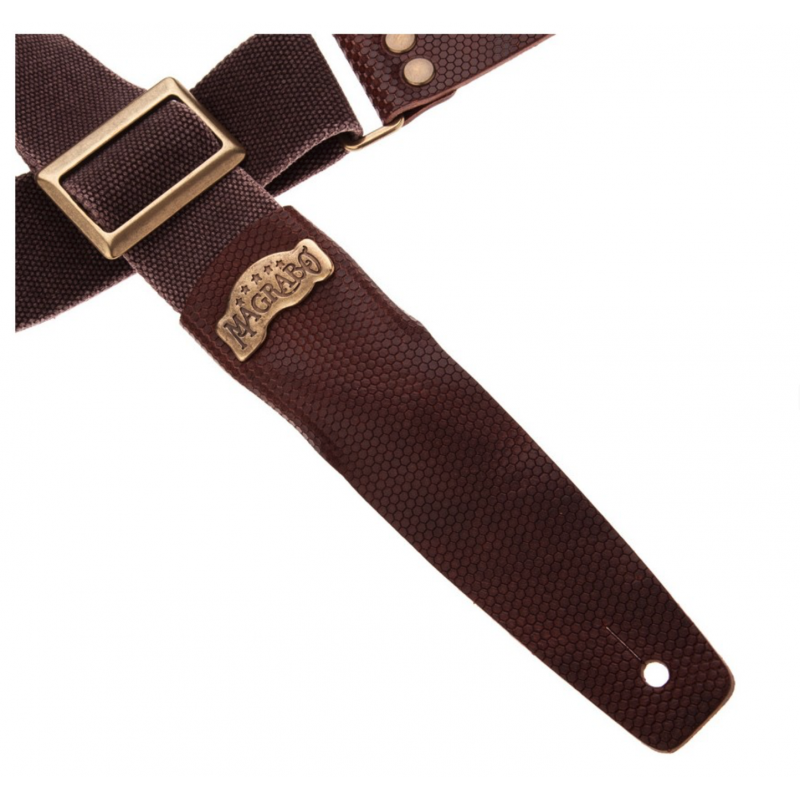 Stripe SC Cotton Washed Marrone 5 cm terminali Twinkle Marrone Scuro, fibbia Recta Ottone
