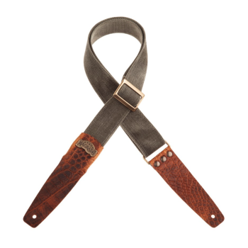 Stripe SC Cotton Washed Verde Oliva 5 cm Custom terminali Cocco Pros Marrone, fibbia Recta Ottone