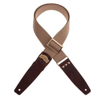 Stripe SC Cotton Beige 5 cm terminali Twinkle Marrone Scuro, fibbia Recta Ottone