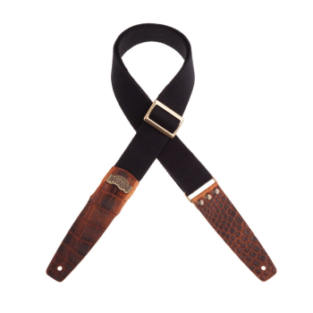 Stripe SC Cotton Nero 5 cm Custom terminali Cocco Marrone, fibbia Recta Ottone