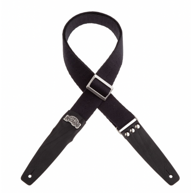 Stripe SC Cotton Nero 5 cm terminali Core Nero, fibbia Recta Argento