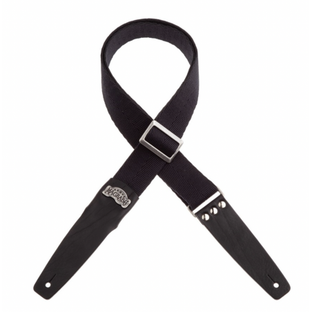 Stripe SC Cotton Nero 5 cm terminali Core Nero, fibbia Recta Argento