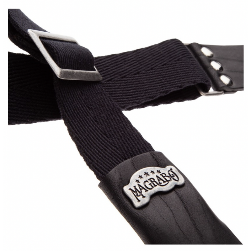 Stripe SC Cotton Nero 5 cm terminali Core Nero, fibbia Recta Argento