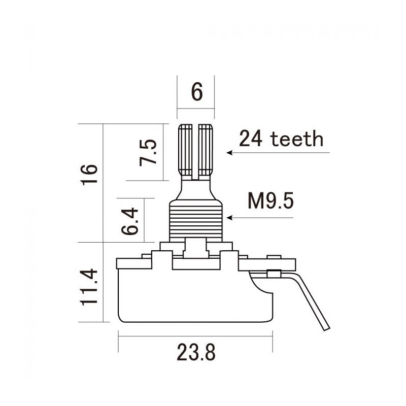 CTS-A250-S – Potenziometro Audio per chitarra e basso 250K – Short Shaft