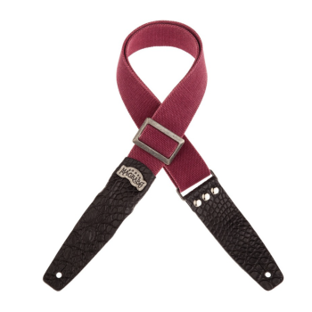 Stripe SC Cotton Washed Bordeaux 5 cm terminali Cocco Pros Nero, fibbia Recta Argento