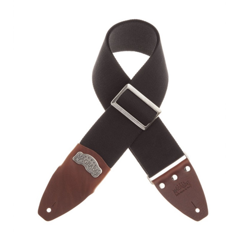 Stripe SC Cotton Nero 8 cm terminali Core Marrone, fibbia Recta Argento