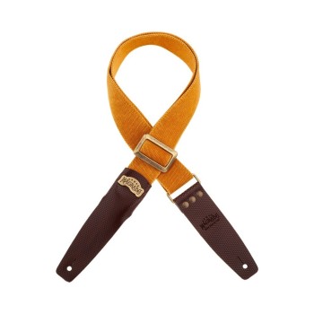 Stripe SC Cotton Washed Ocra 5 cm terminali Twinkle Marrone Scuro, fibbia Recta Ottone