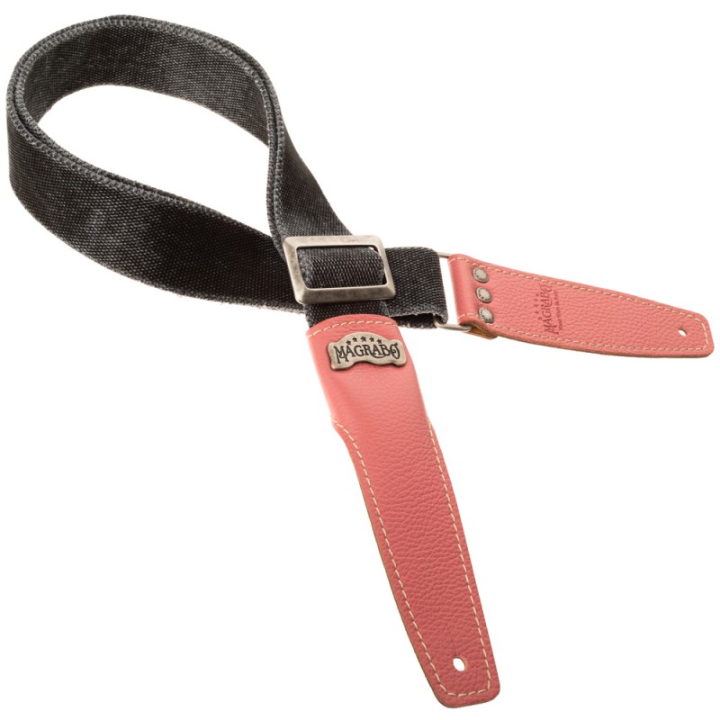 Stripe SS Cotton Washed Nero 5 cm terminali Colors Litchy, fibbia Recta Argento