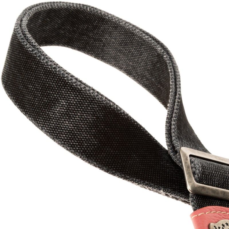 Stripe SS Cotton Washed Nero 5 cm terminali Colors Litchy, fibbia Recta Argento