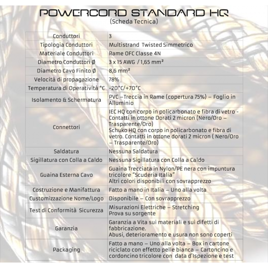 Powercord Standard HQ 3 metri Powercord Standard HQ 3 metri