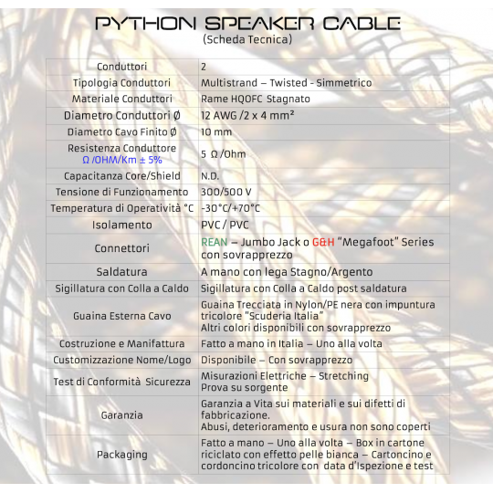 Python Speaker Cable - 1 metro