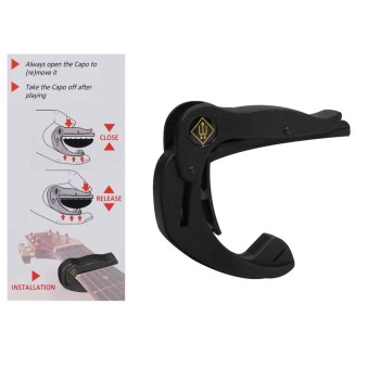 Capotasto mobile per chitarra acustica/elettrica, curvo, nero